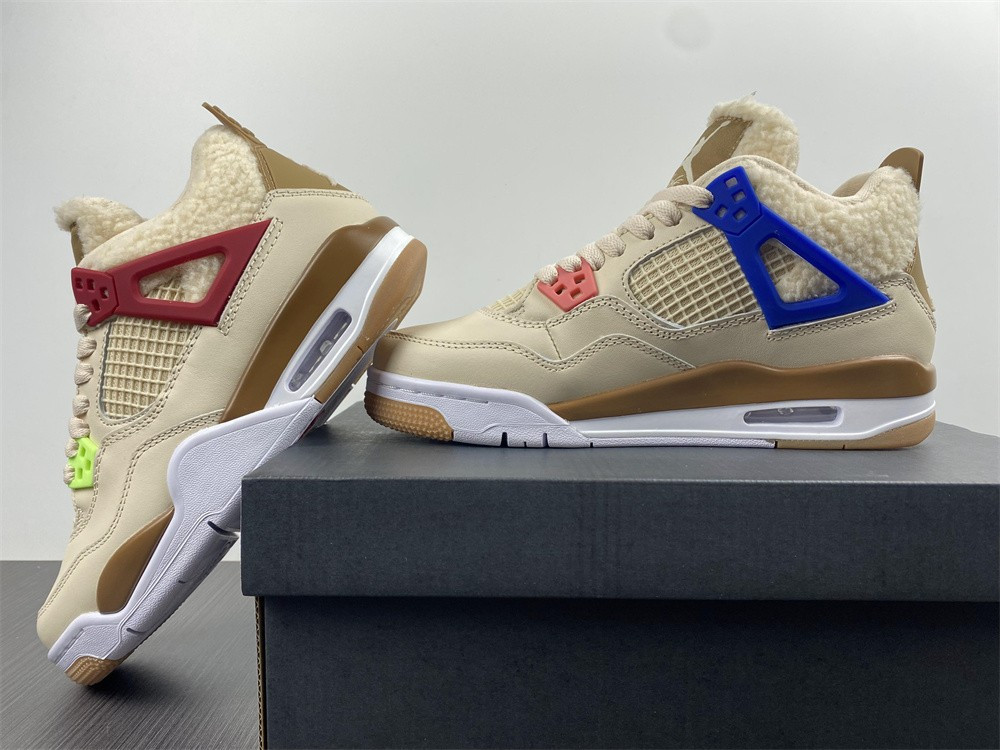 air jordan 4 retro beige blue red blue shoes dc0790-103
