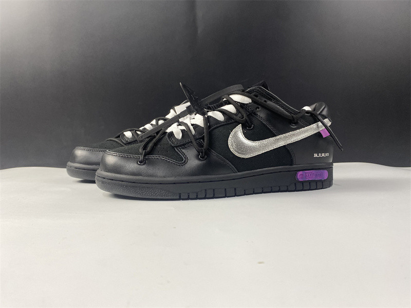 owt™ x nike dunk low "the 50" black/silver dm1602-001