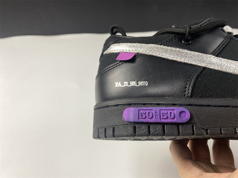 owt™ x nike dunk low "the 50" black/silver dm1602-001