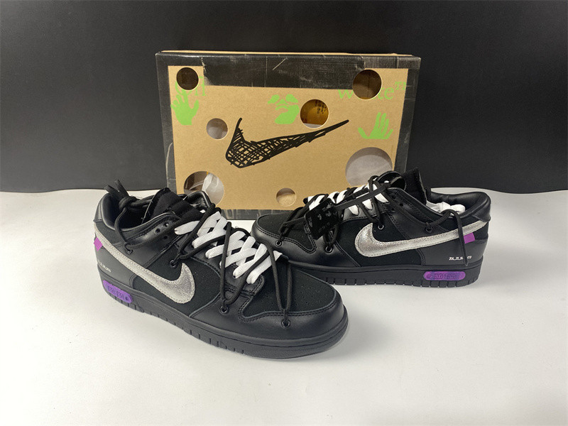 owt™ x nike dunk low "the 50" black/silver dm1602-001