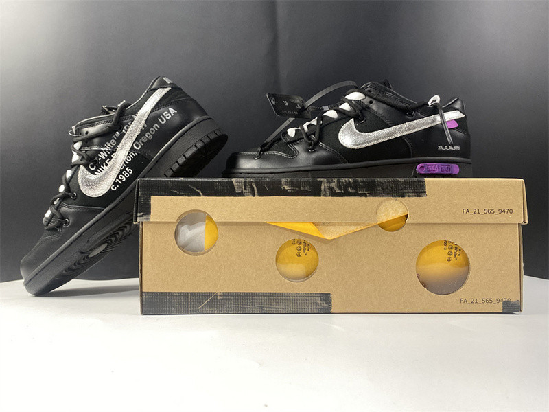 owt™ x nike dunk low "the 50" black/silver dm1602-001