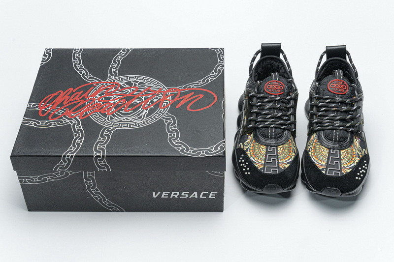 versace chain reaction triple black sneakers