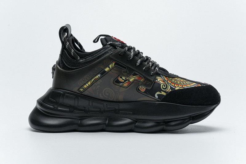 versace chain reaction triple black sneakers
