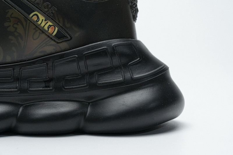 versace chain reaction triple black sneakers