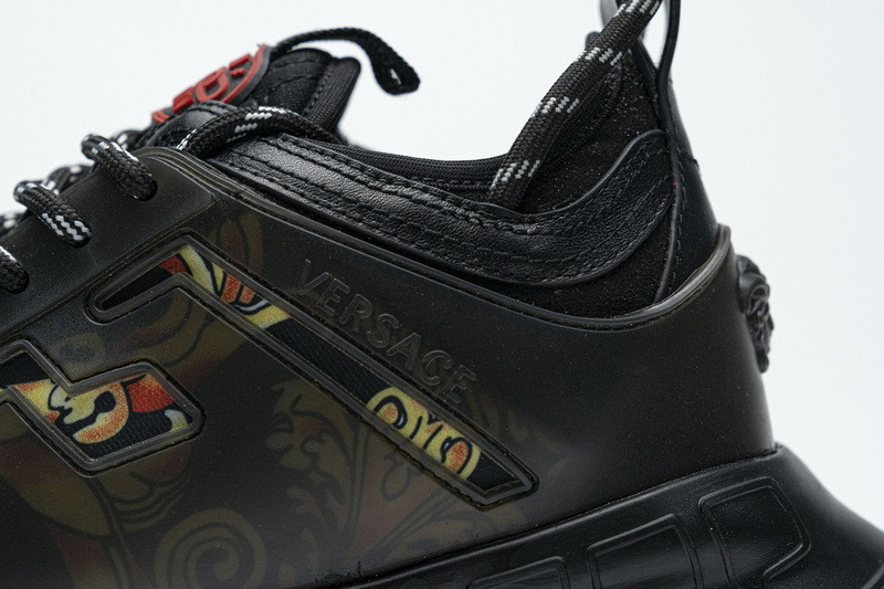 versace chain reaction triple black sneakers