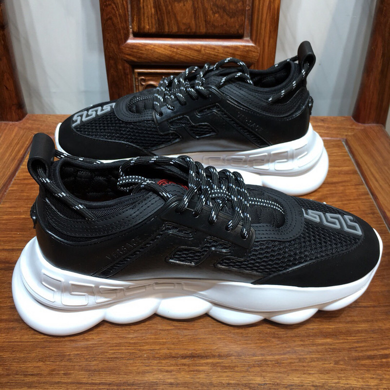 versace chain reaction triple black&white sneakers