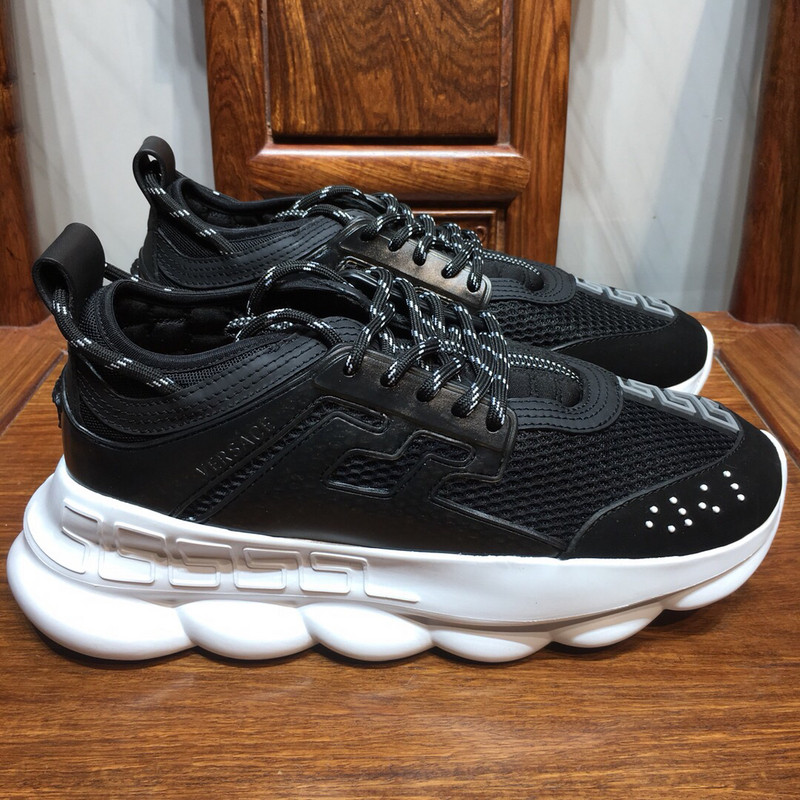 versace chain reaction triple black&white sneakers