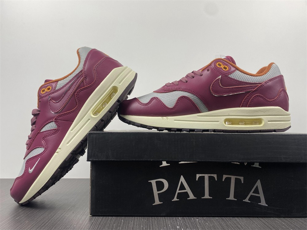 nike air max 1 patta waves rush maroon (with bracelet) do9549-001