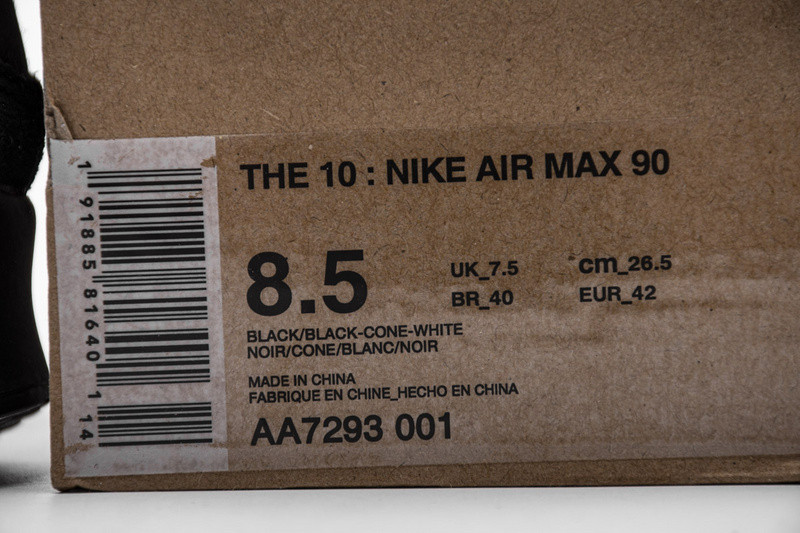 owt nike air max 90 black aa7293-001