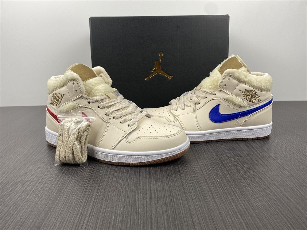 jordan 1 mid fleece pearl white (gs) - do2207-264