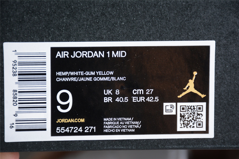 jordan 1 mid tan gum - 554724-271