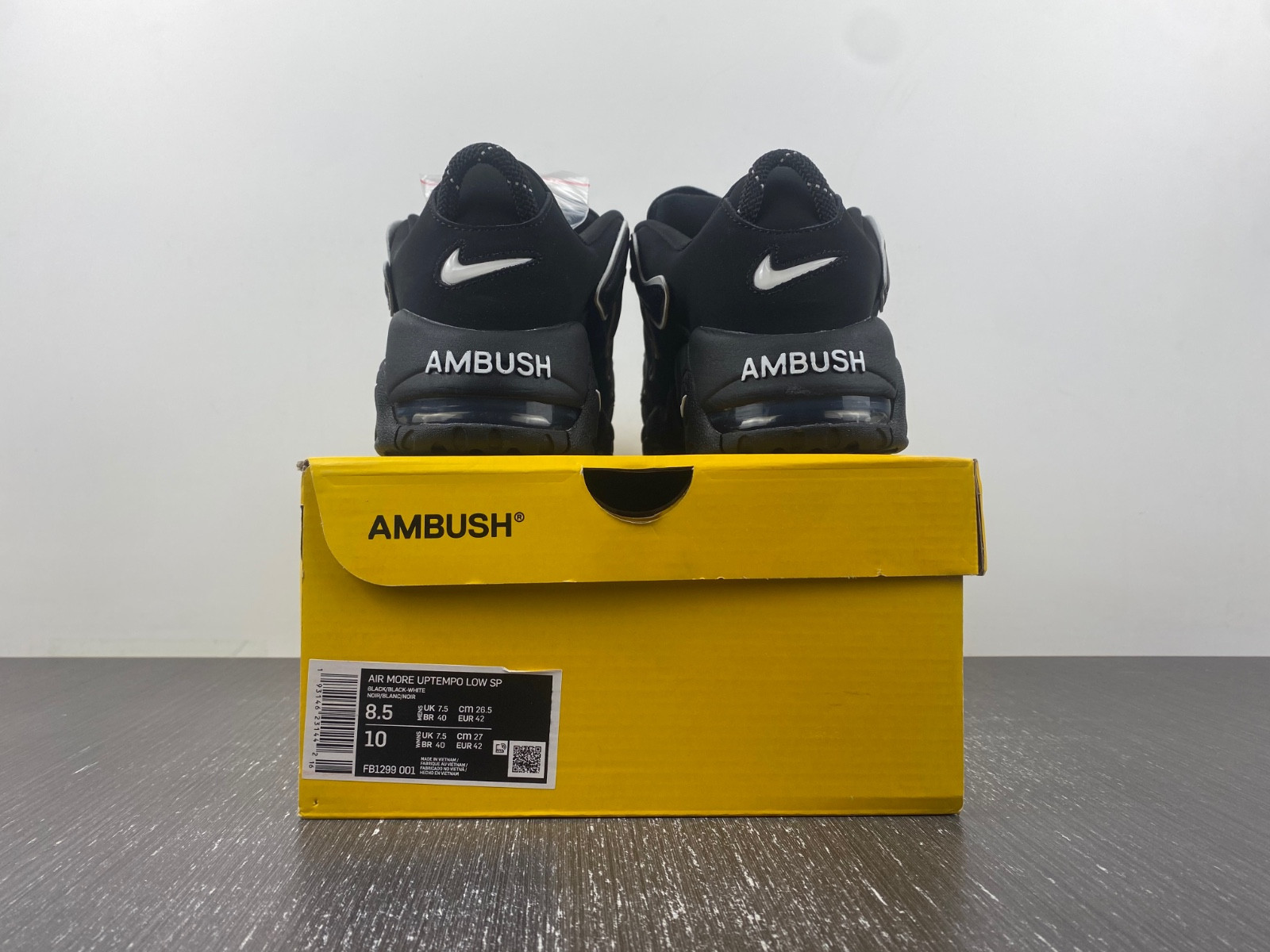 ambush x nike air more uptempo low “black/white” fb1299-001