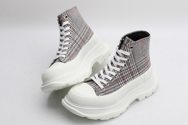 alex mcq tread slick boot in plaid