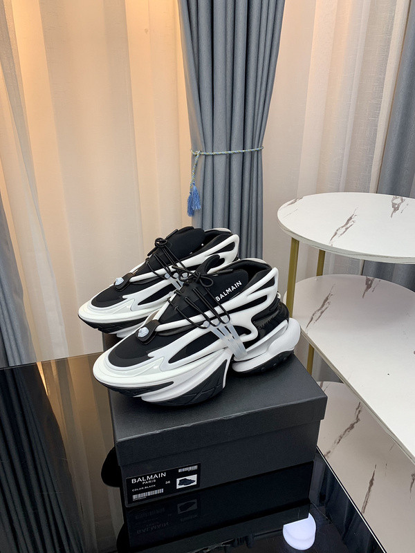 balmain neoprene and leather unicorn low-top sneakers