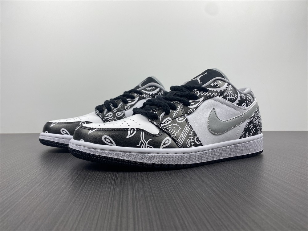 jordan 1 low black white grey - 553558-040