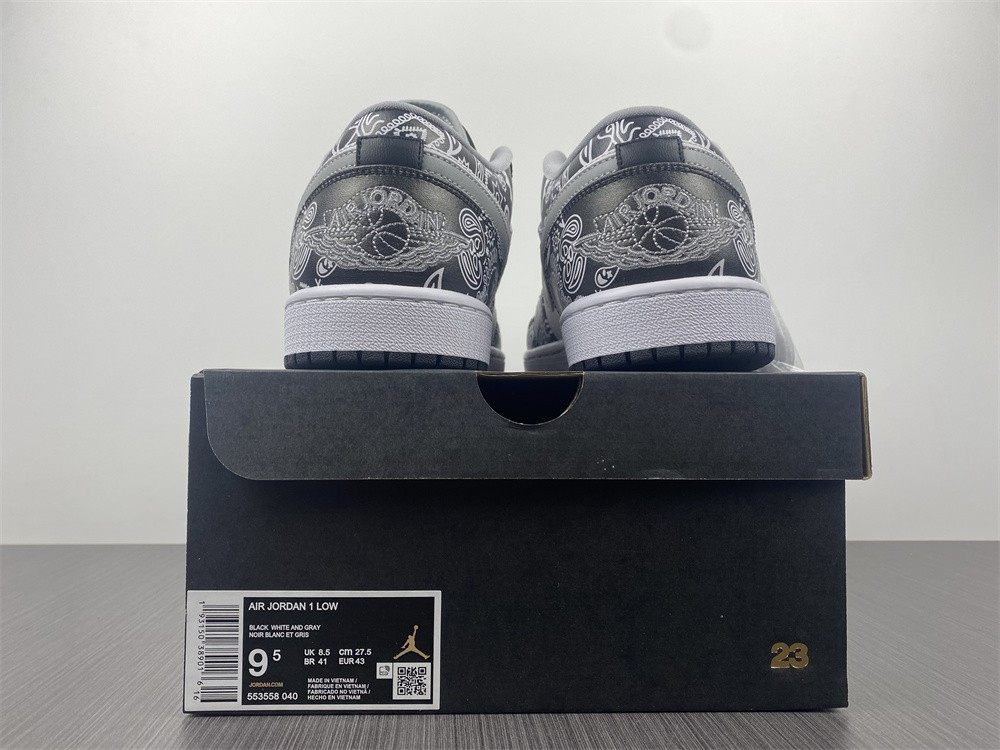 jordan 1 low black white grey - 553558-040