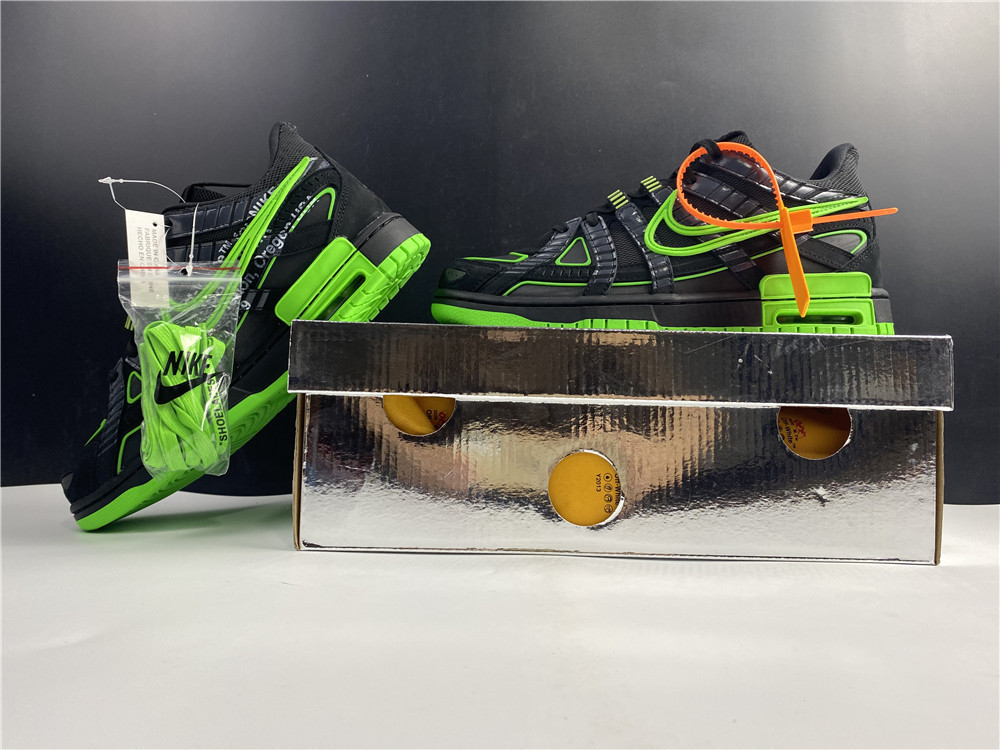 owt x nike air rubber dunk “green strike” cu6015-001