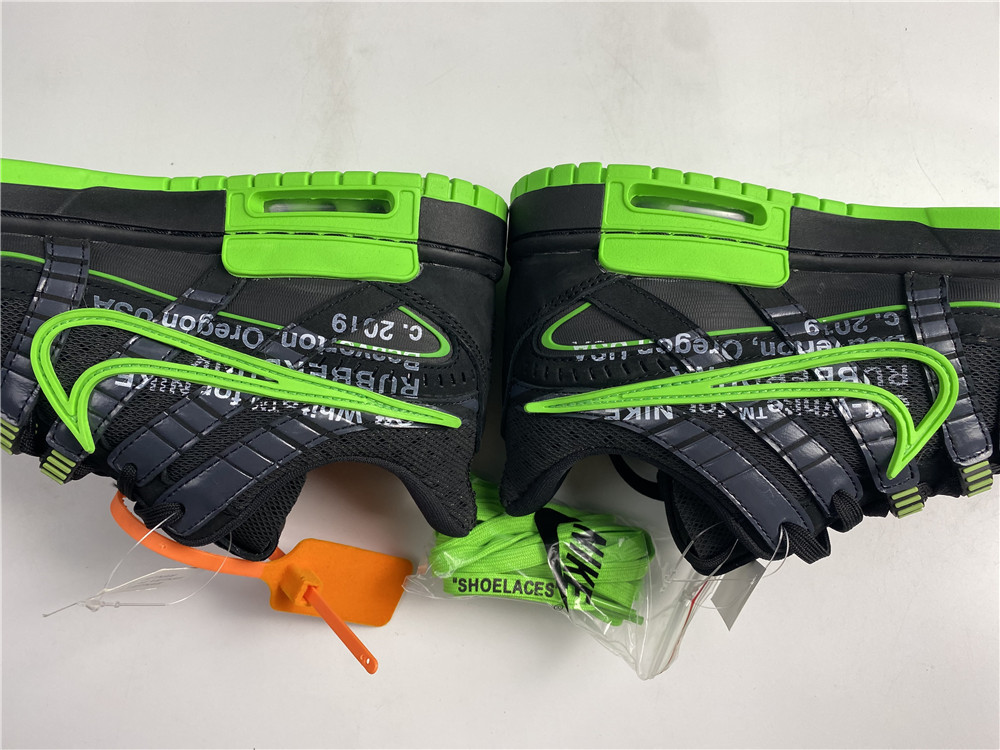 owt x nike air rubber dunk “green strike” cu6015-001