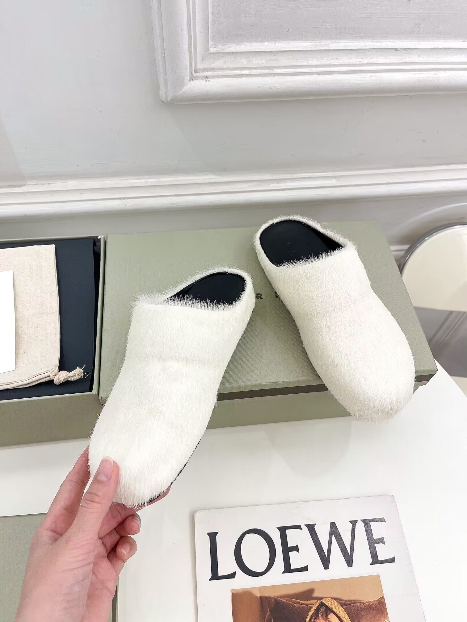 Ma*n1 white fussbett sabot loafers