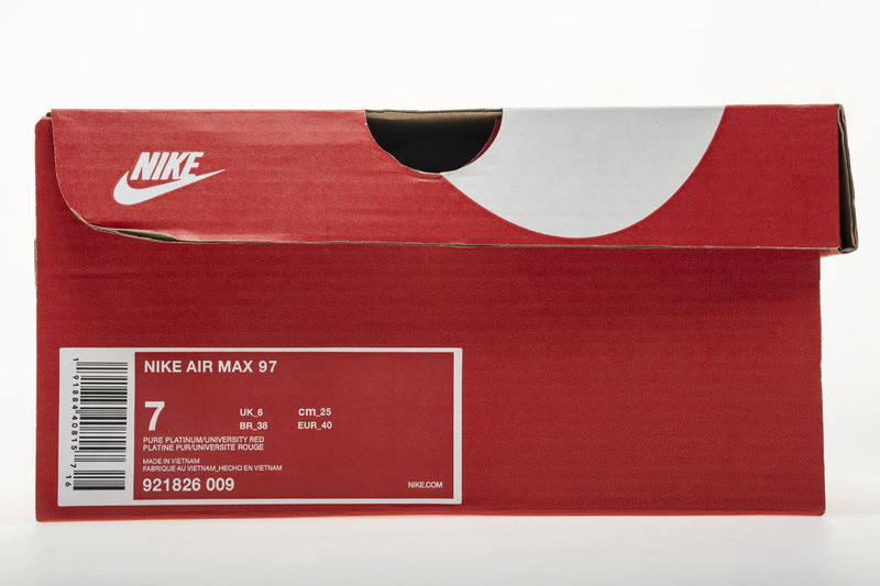 nike air max 97 pure platinum/university red 921826 -009