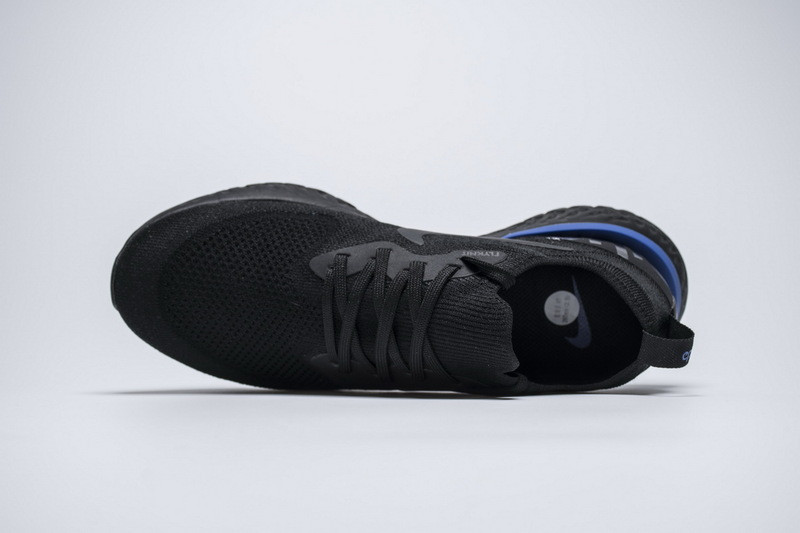 nike epic react flyknit black racer blue aq0067-004