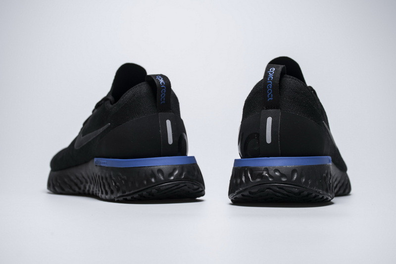 nike epic react flyknit black racer blue aq0067-004