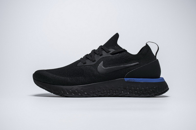 nike epic react flyknit black racer blue aq0067-004