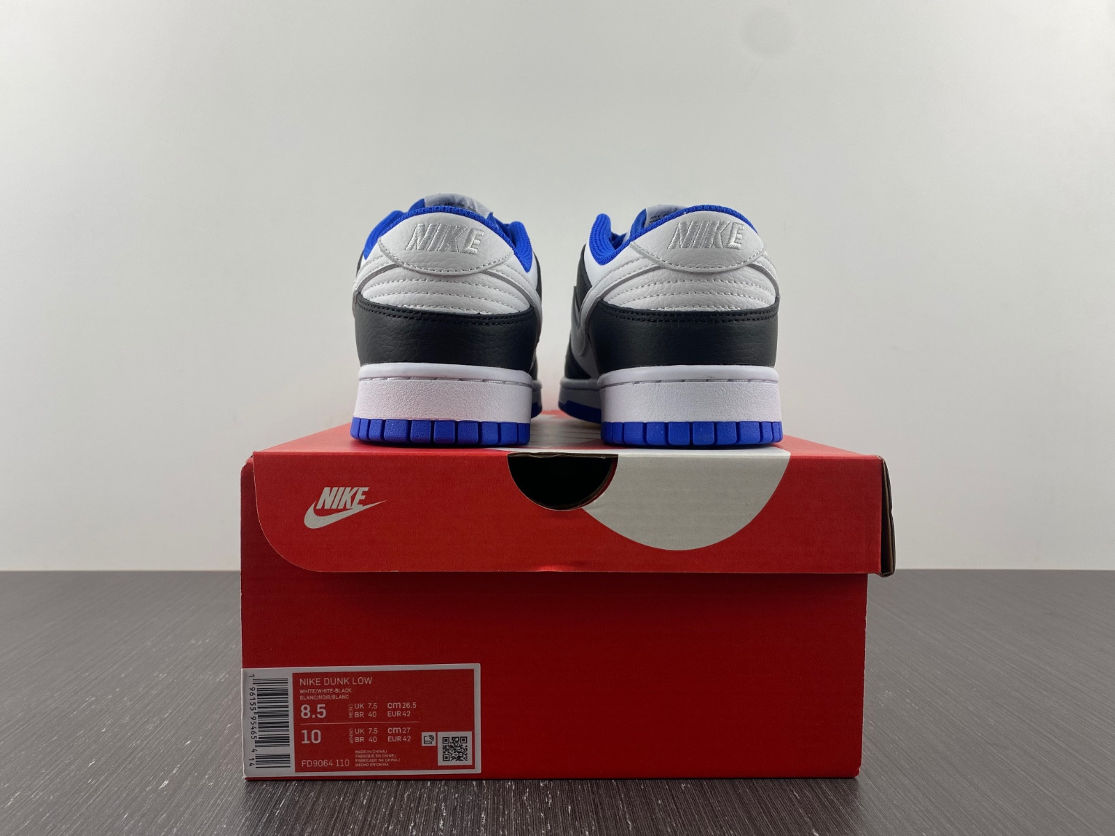 nike dunk low white black royal - fd9064-110