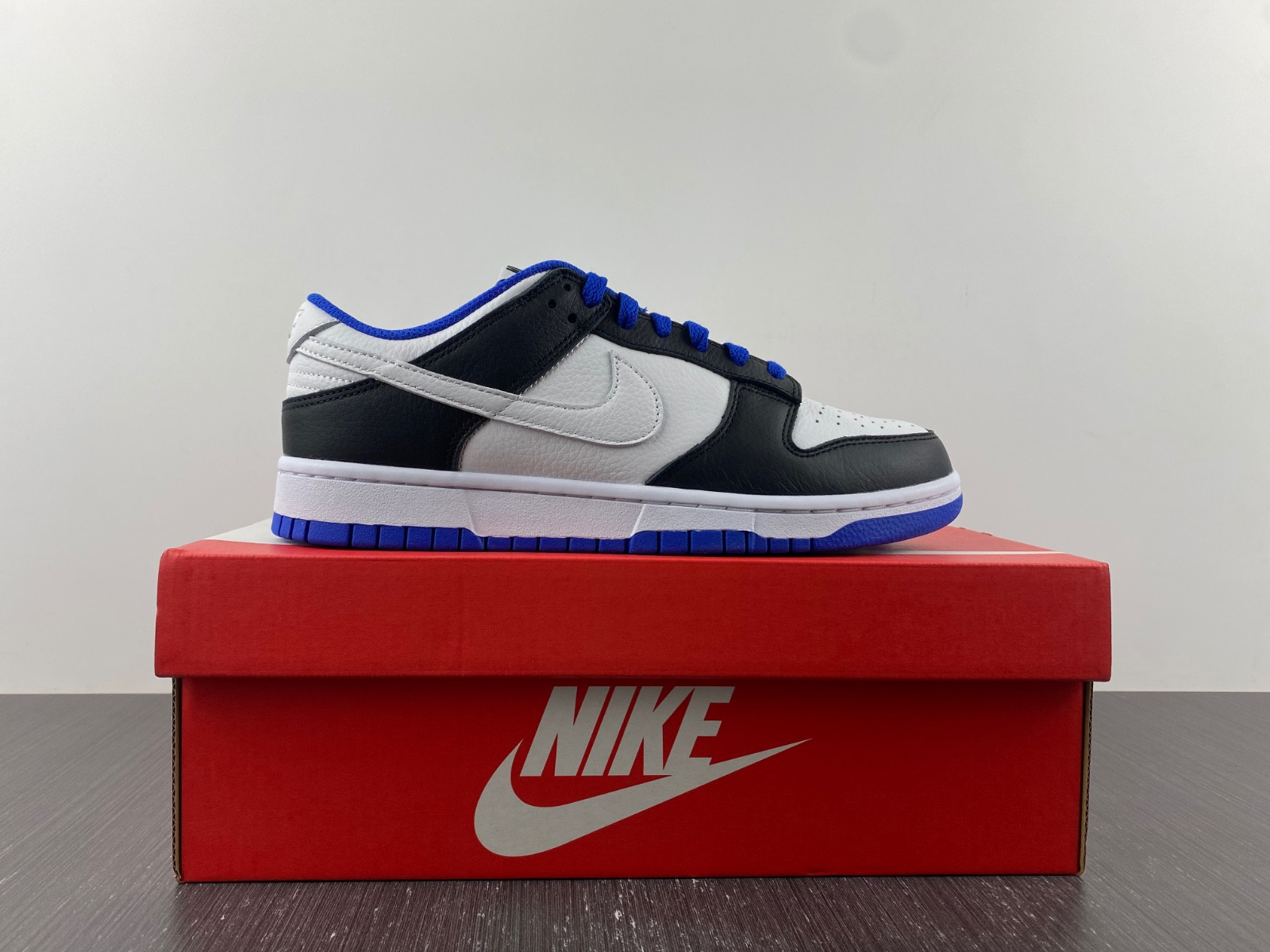 nike dunk low white black royal - fd9064-110