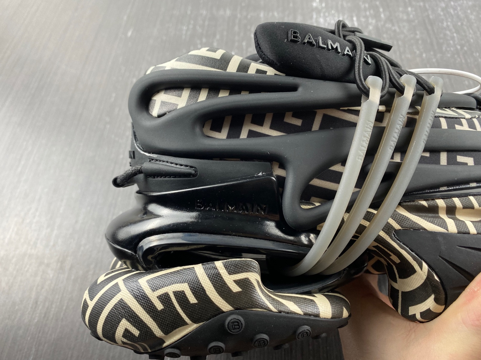 balmain neoprene and leather unicorn low-top sneakers