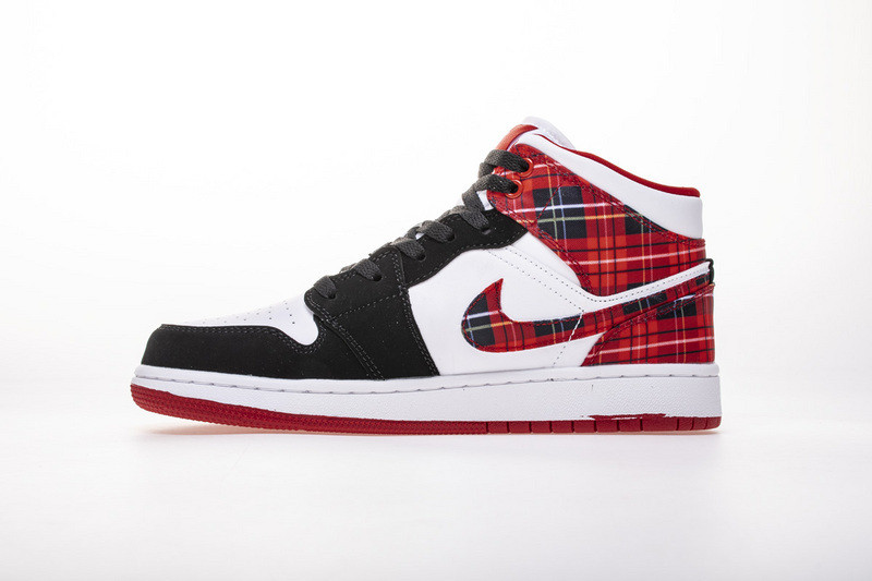 jordan 1 mid white plaid (gs) 554725-607
