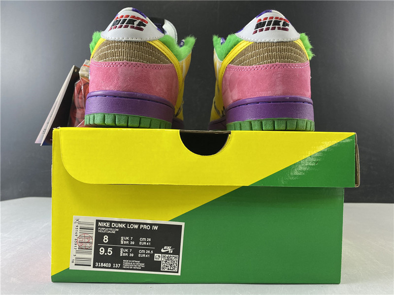 nike sb dunk low pro iw purple yellow violet 318403-137