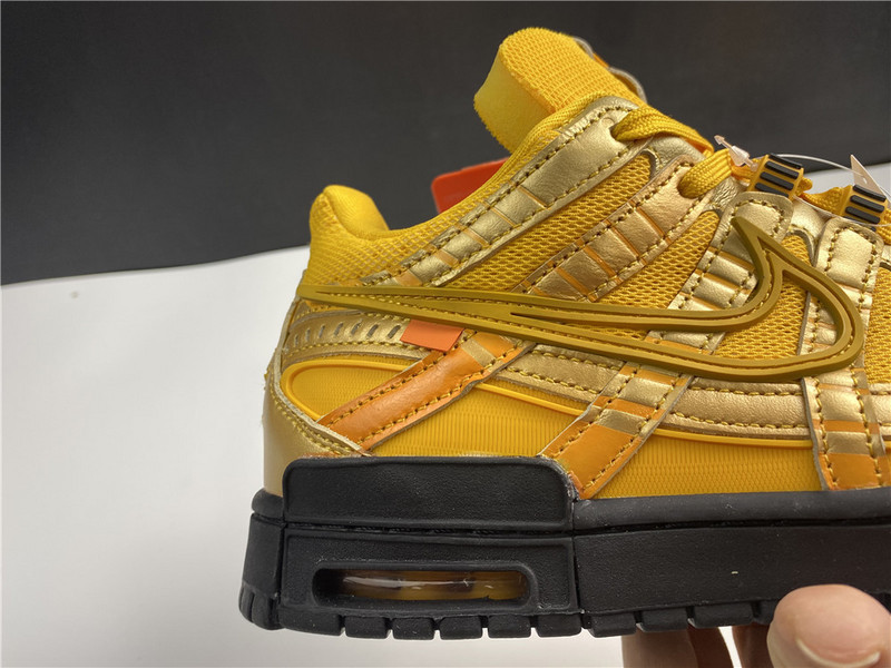 owt x nike air rubber dunk “university gold cu6015-700