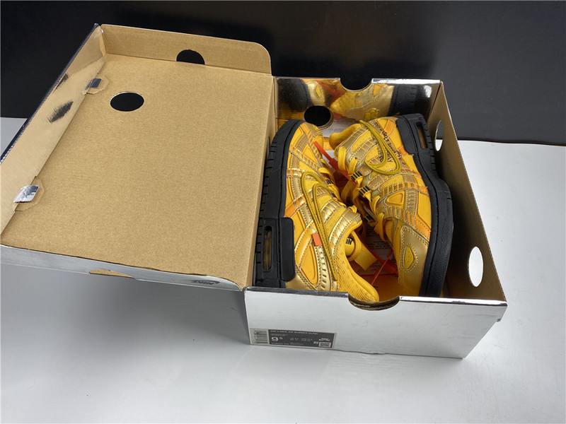 owt x nike air rubber dunk “university gold cu6015-700