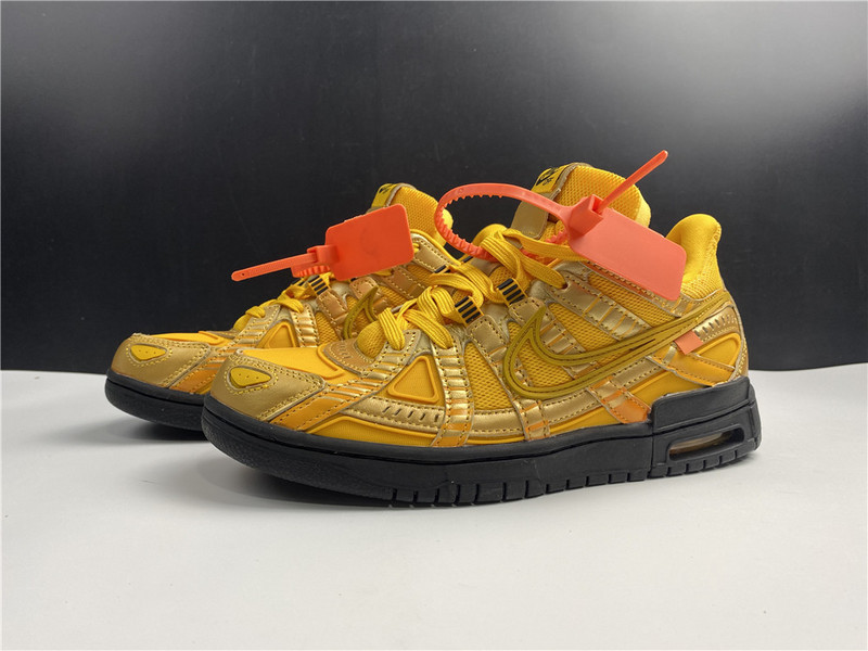 owt x nike air rubber dunk “university gold cu6015-700