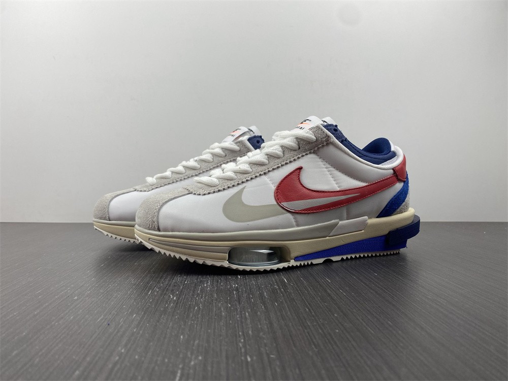 nike zoom cortez sp sacai white university red blue dq0581-100