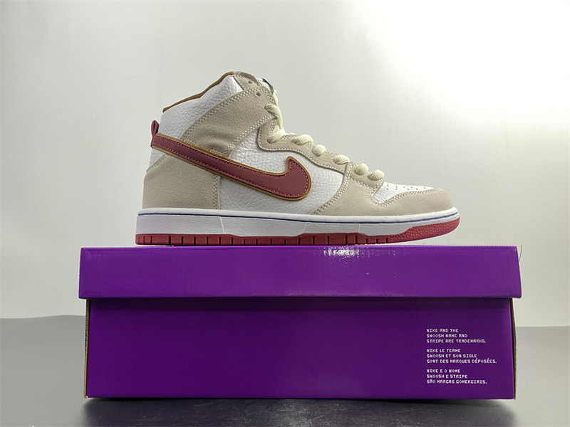 nike sb dunk high sail bright crimson - cv9499-100