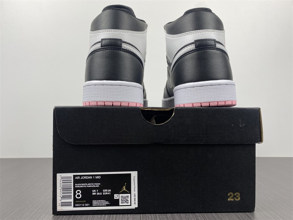 jordan 1 mid arctic pink black (gs) - 555112-061