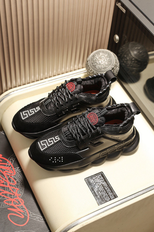 versace chain reaction triple black sneakers