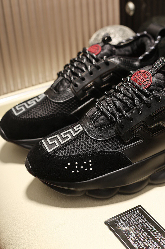 versace chain reaction triple black sneakers
