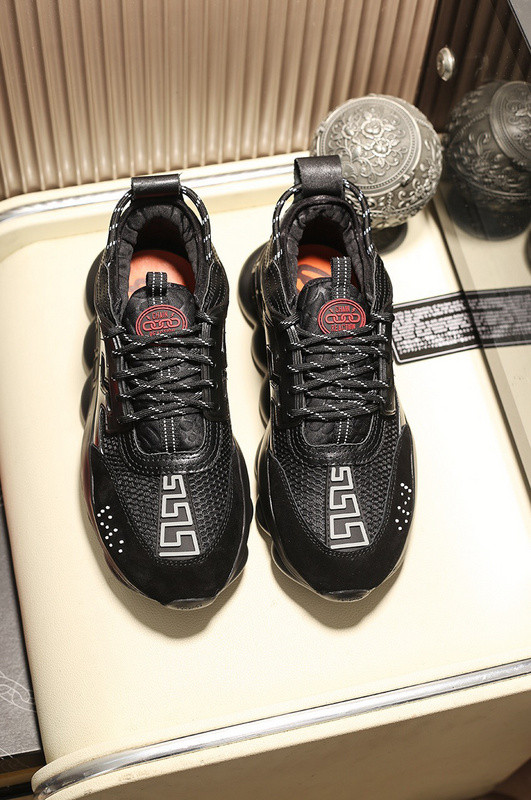 versace chain reaction triple black sneakers