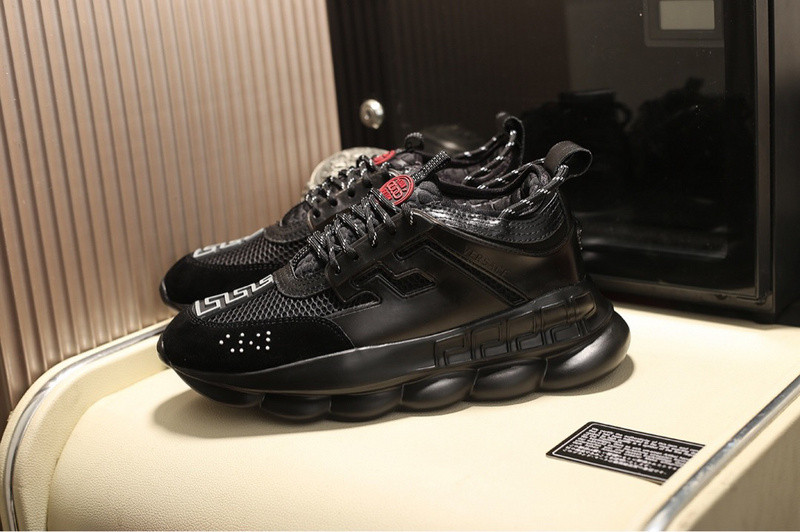 versace chain reaction triple black sneakers