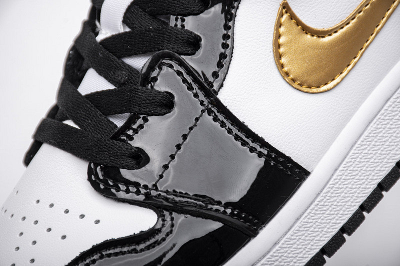 jordan 1 mid patent black white gold 852542-007