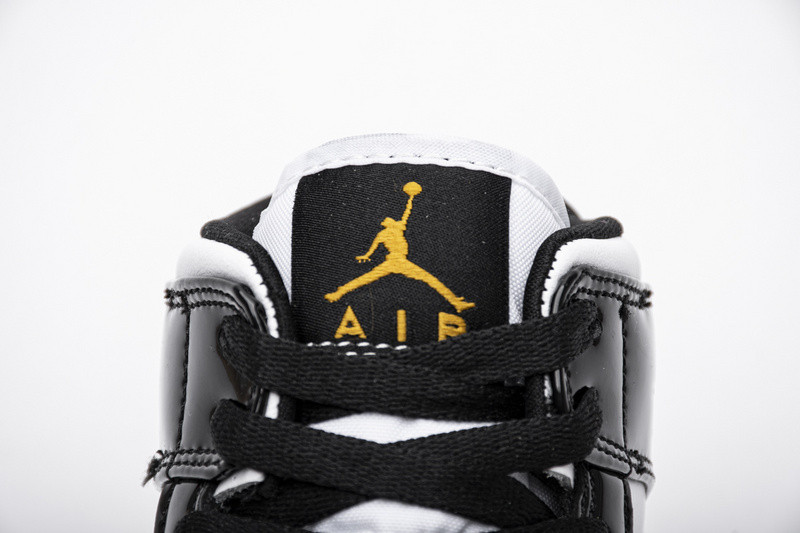 jordan 1 mid patent black white gold 852542-007