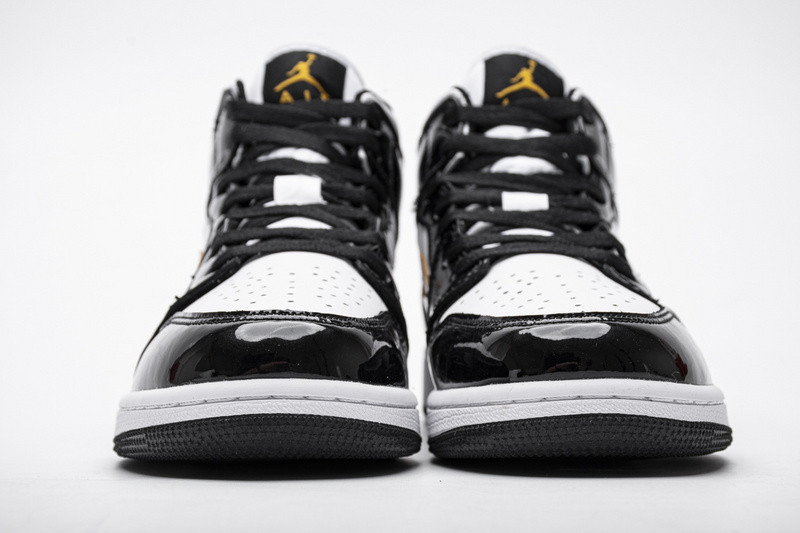 jordan 1 mid patent black white gold 852542-007