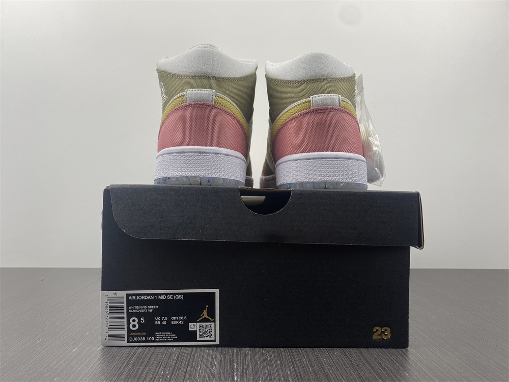 jordan 1 mid se pastel vivid green grind (gs) dj0338-100