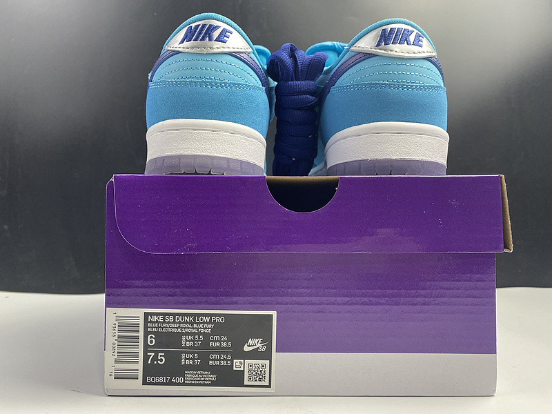 nike dunksb low “blue fury” bq6817-400