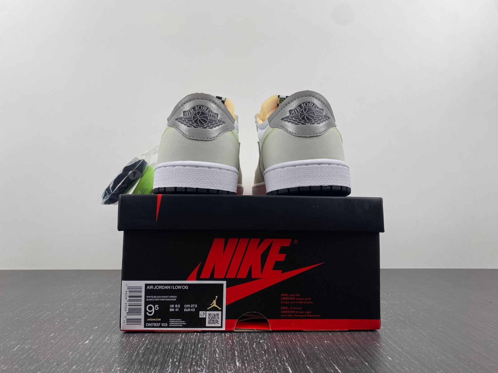jordan 1 retro low white ghost green black dm7837-103