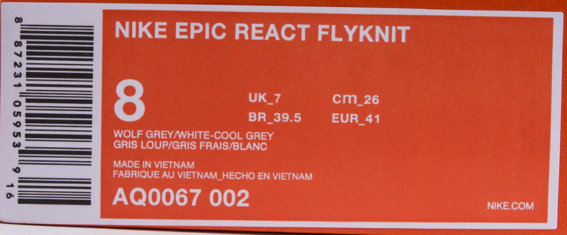 nike epic react flyknit wolf grey aq0067-002
