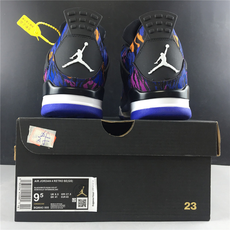 jordan 4 retro black rush violet (gs) - bq9043-005